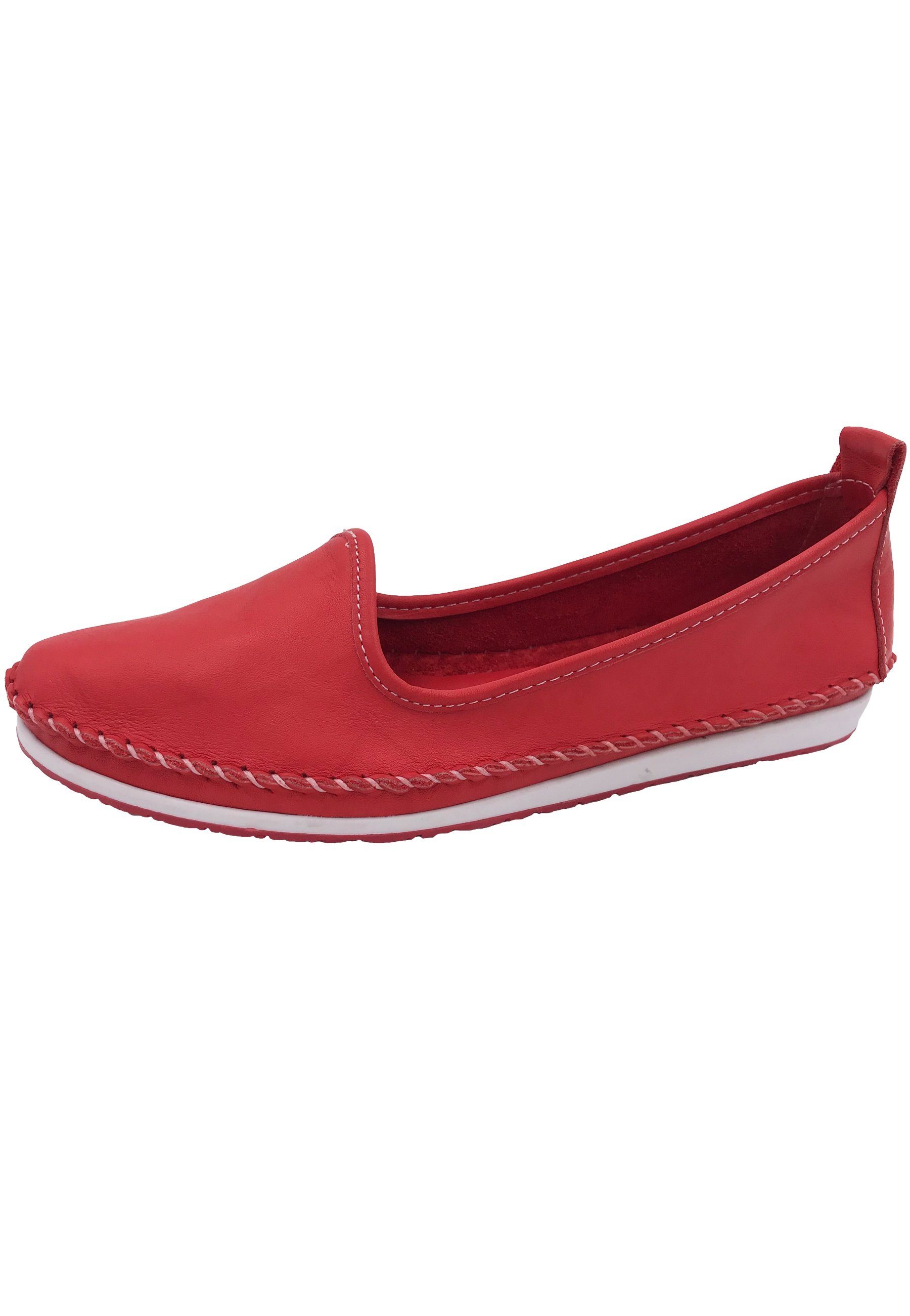 Andrea Conti Damen Slipper Leder Rot