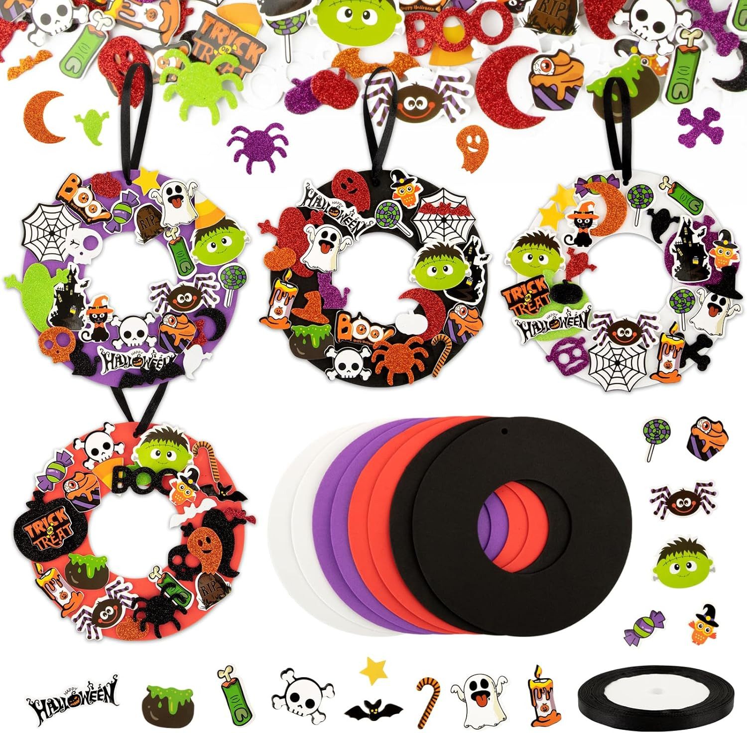 Coonoor Dekoobjekt 8x Halloween DIY Deko Kranz Bastelset Türkranz Wandkranz günstig online kaufen