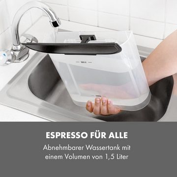 Klarstein Espressomaschine Arabica, 1.5l Kaffeekanne, Leichte Handhabung: Touch-Bedienfeld und LED-Display