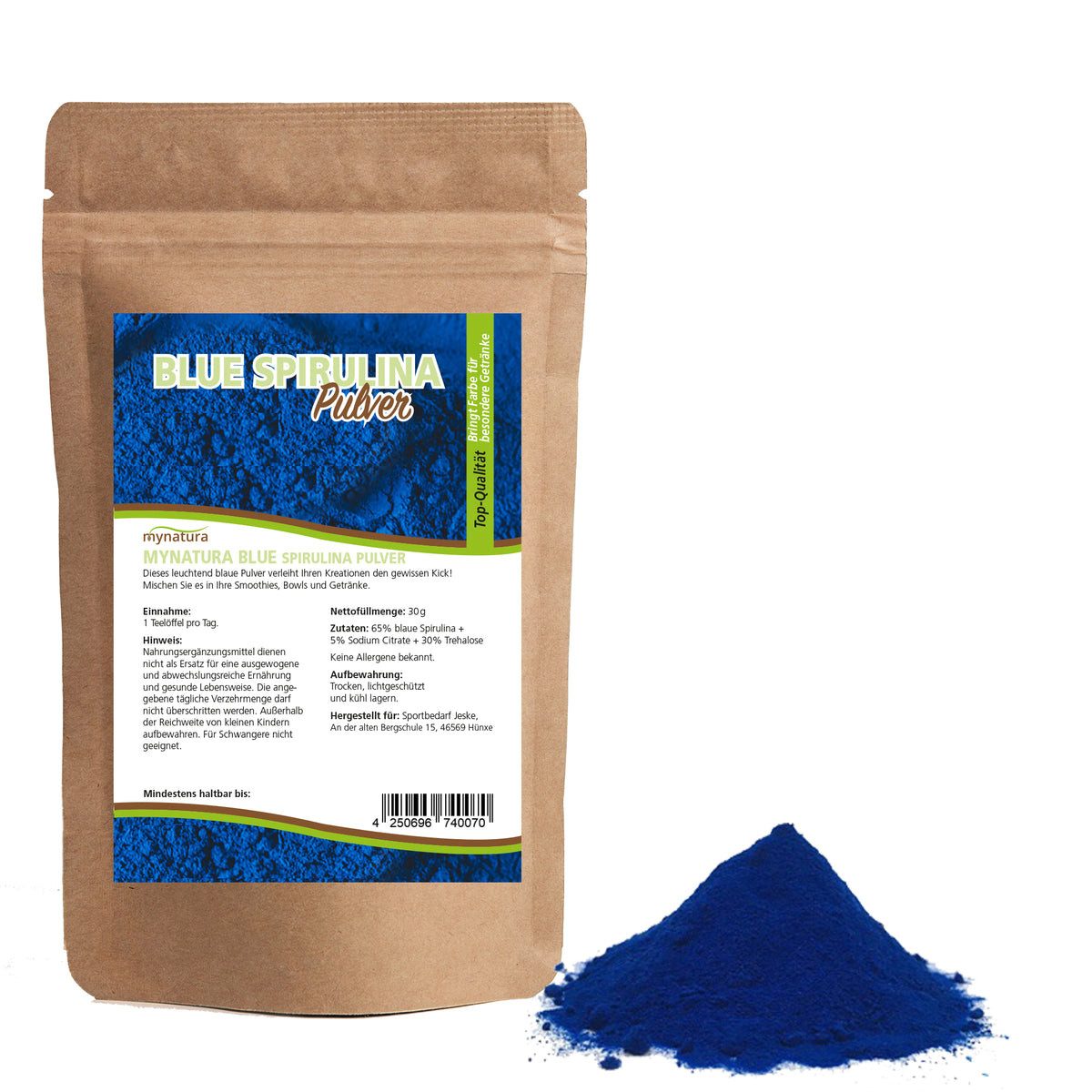 Mynatura Mynatura Blaues Spirulina Pulver, 1 er 30 g