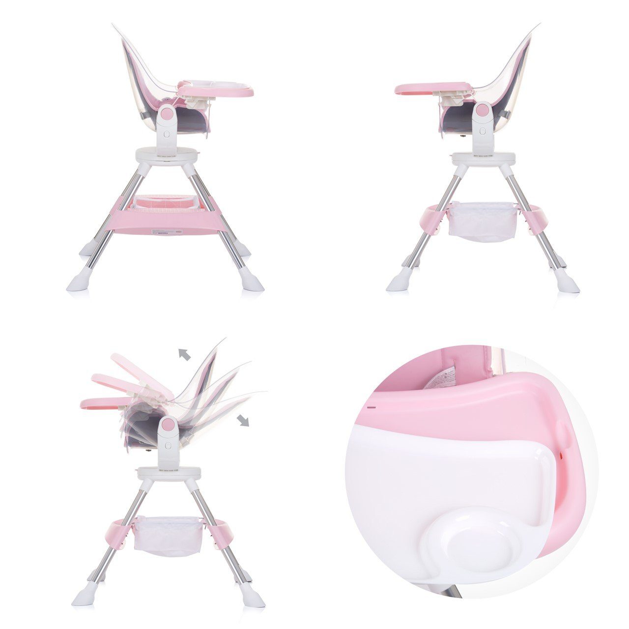 drehbar, verstellbar rosa Hochstuhl Kinderhochstuhl Sitz 360° Rückenlehne Vision, Chipolino