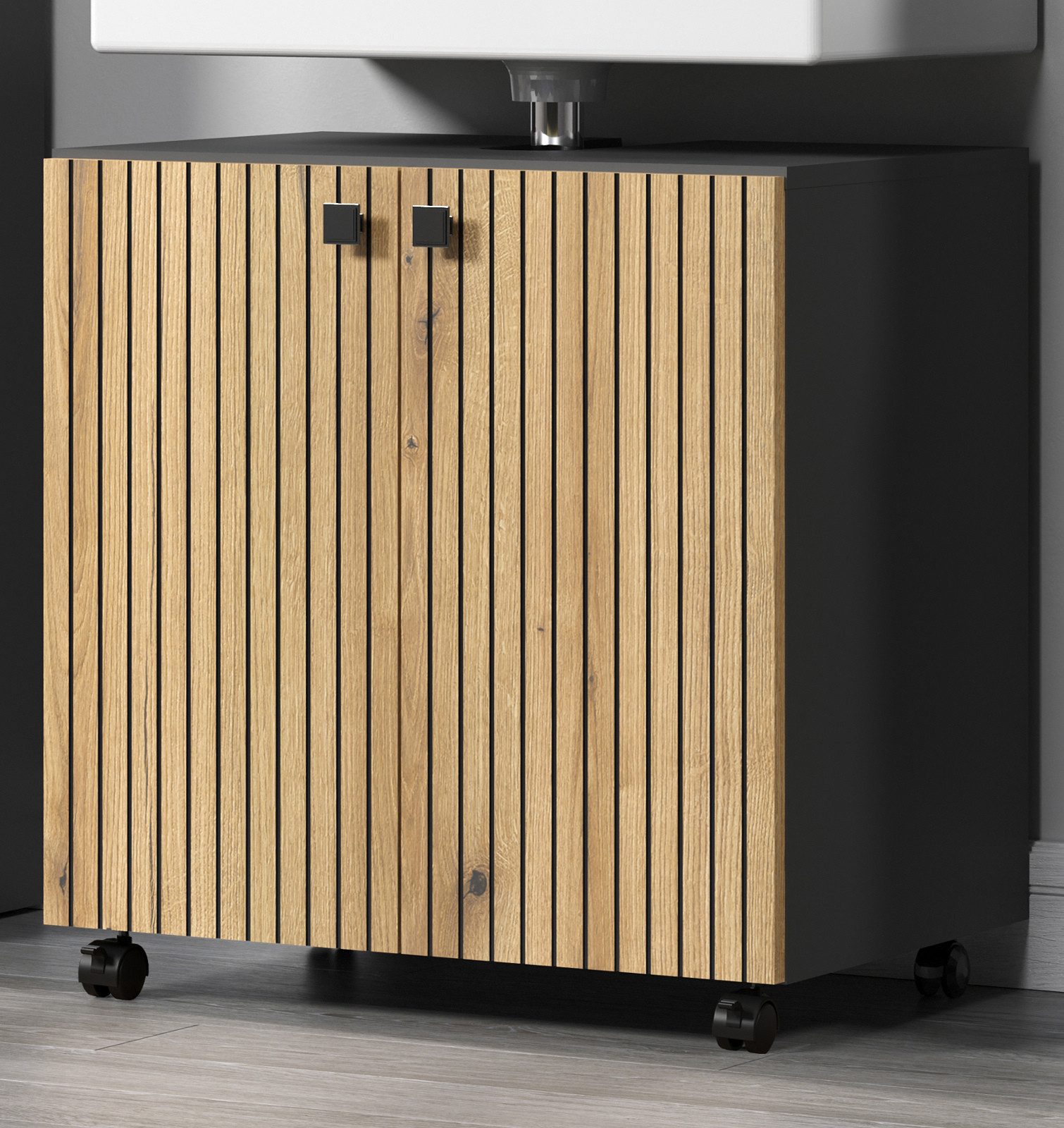 Furn.Design Waschbeckenunterschrank Bliss (Badschrank in grau und Evoke Eic günstig online kaufen