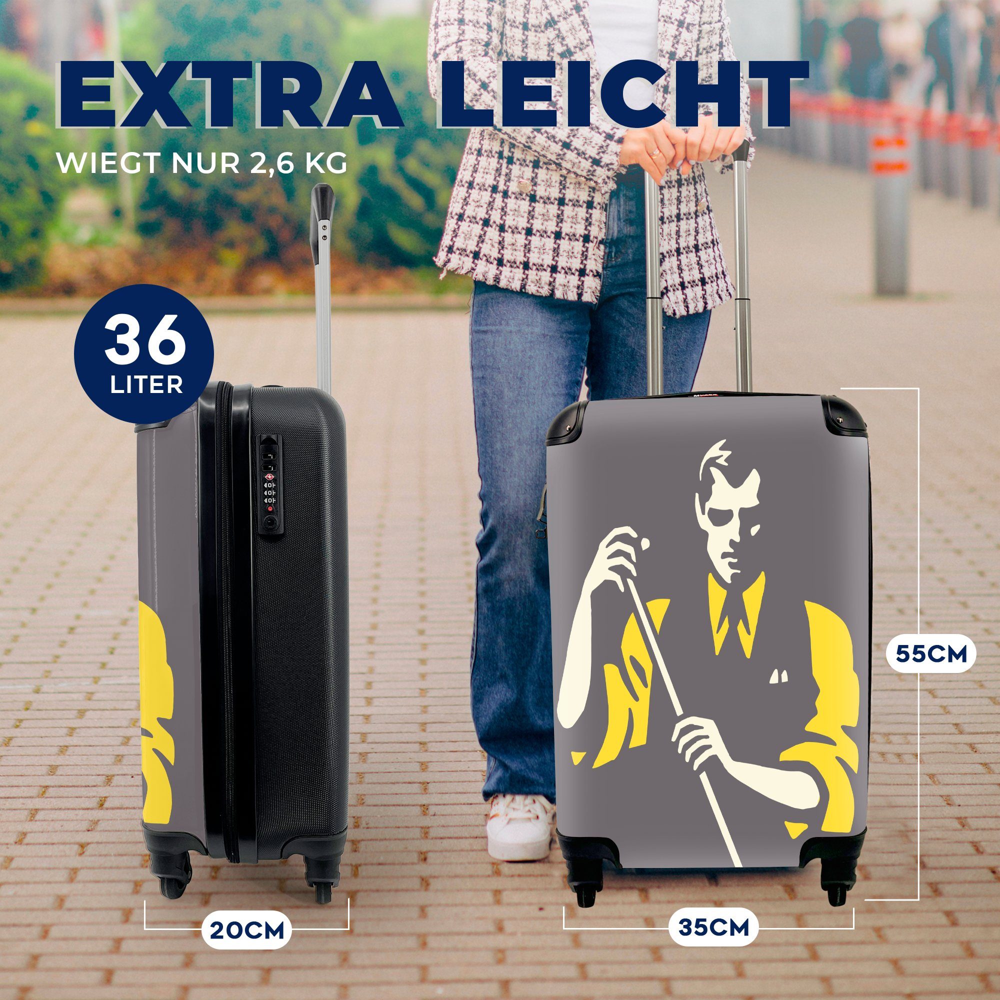 Illustration Reisekoffer Handgepäck Rollen, eines für Billardspielers, Reisetasche rollen, Eine mit MuchoWow Ferien, Handgepäckkoffer 4 Trolley,