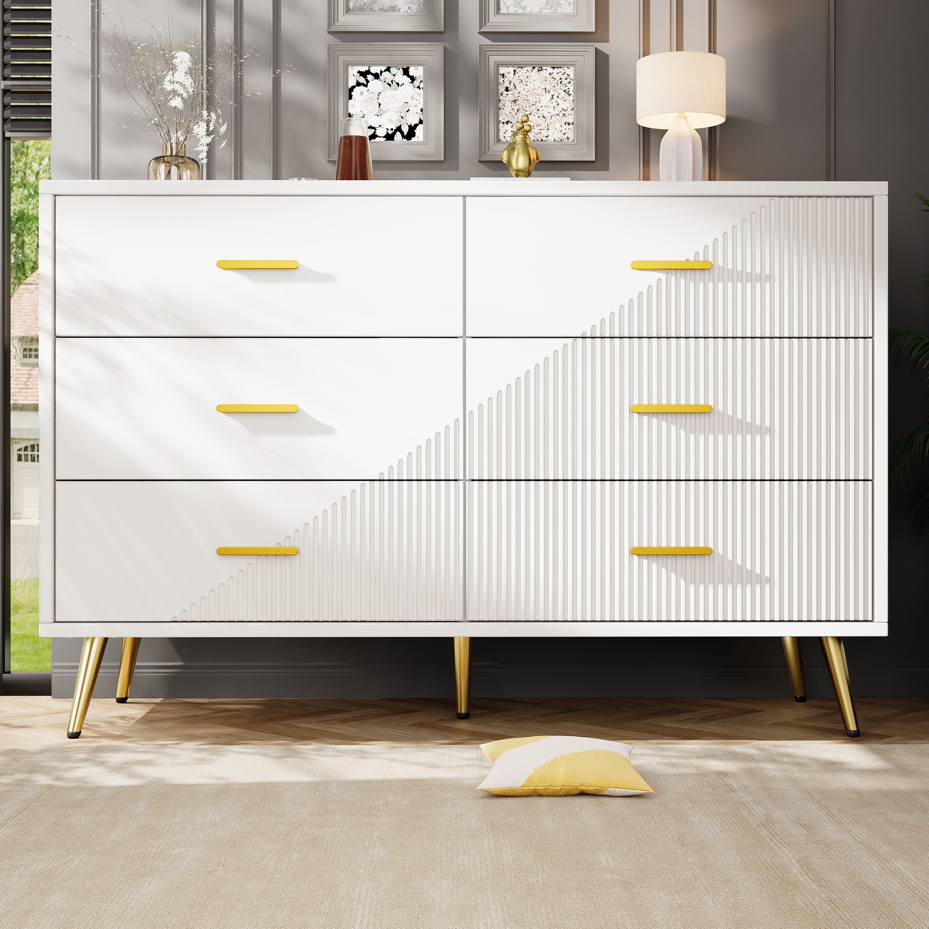 MODFU Sideboard Moderner Esszimmerschrank,mit 6 Schubladen günstig online kaufen