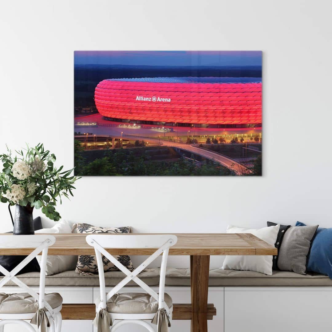 K&L Wall Art Glasbild Fußball Glasbild Modern FC Bayern München Allianz Arena, Sportverein Deko Bilder