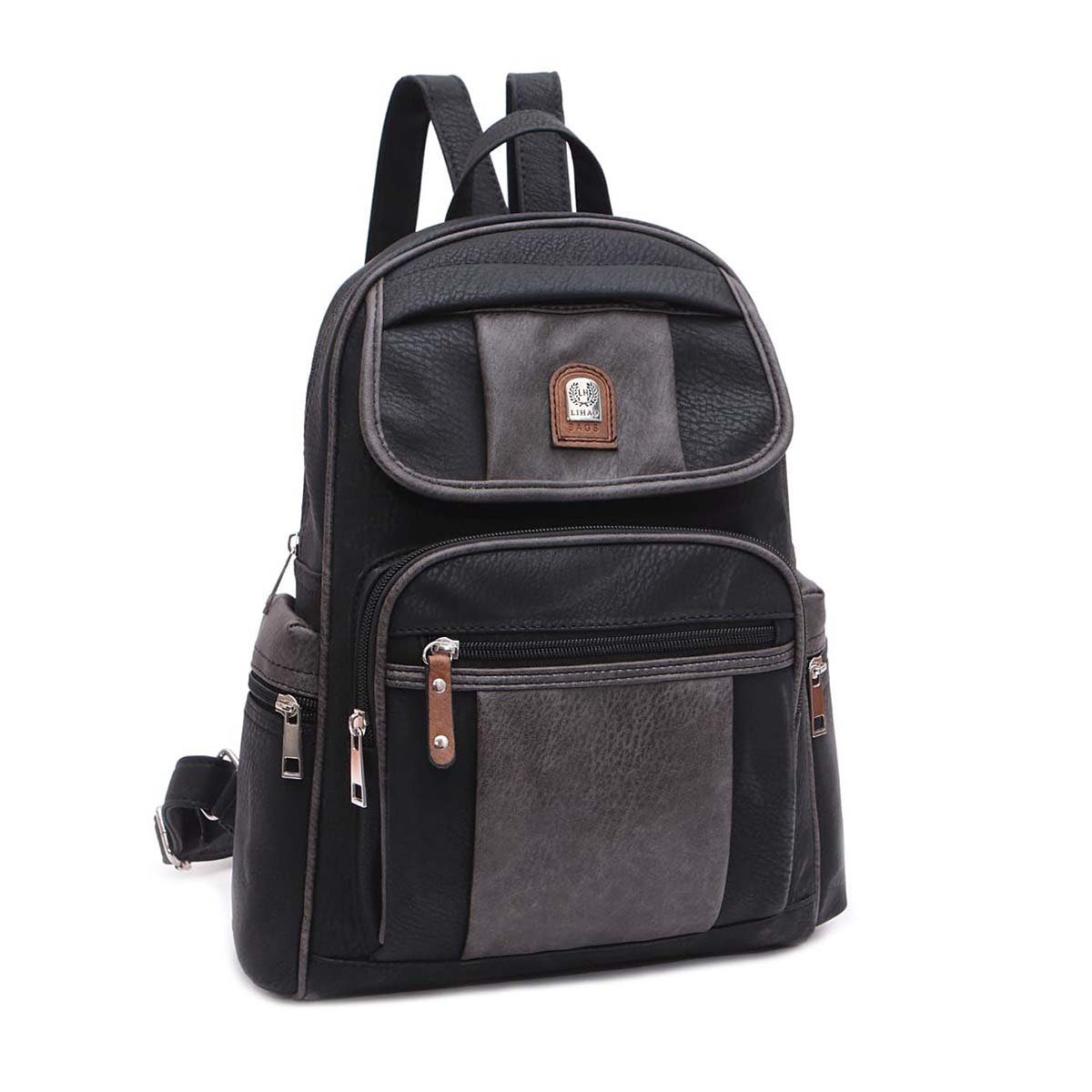 ITALYSHOP24 Rucksack Damen CityRucksack Tagesrucksack Schultertasche Freizeit Reise Urlaub, Backpack Schule Travel Wandern Arbeit Tasche Daypack Leder Optik Bag