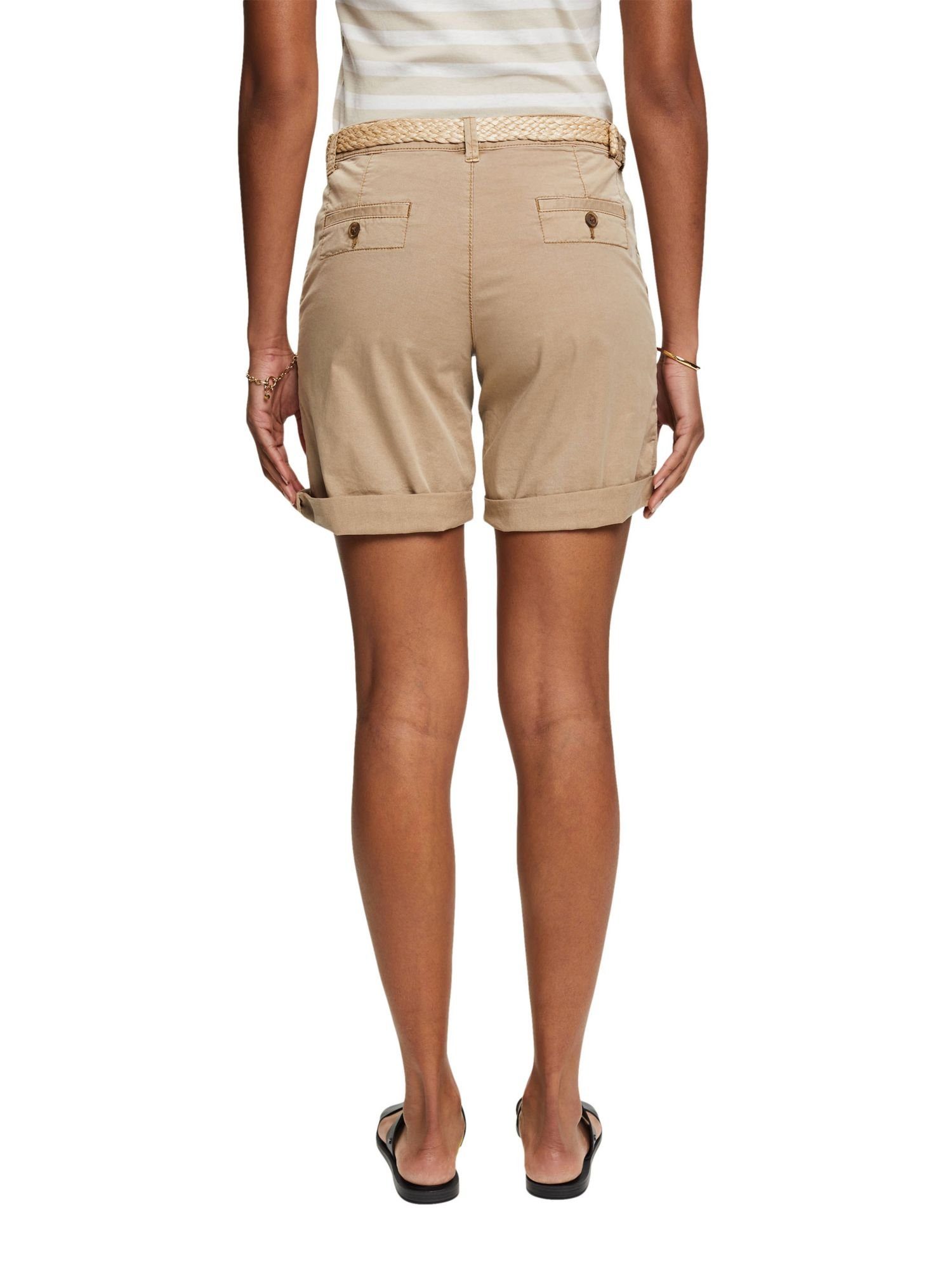 Esprit Shorts (1-tlg) mit TAUPE Raffia-Flechtgürtel Shorts