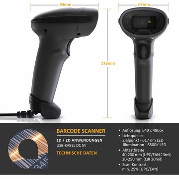 Aplic Handscanner, (USB Barcode Scanner kabelgebunden, 1D und 2D, Single Scan & Auto Scan)