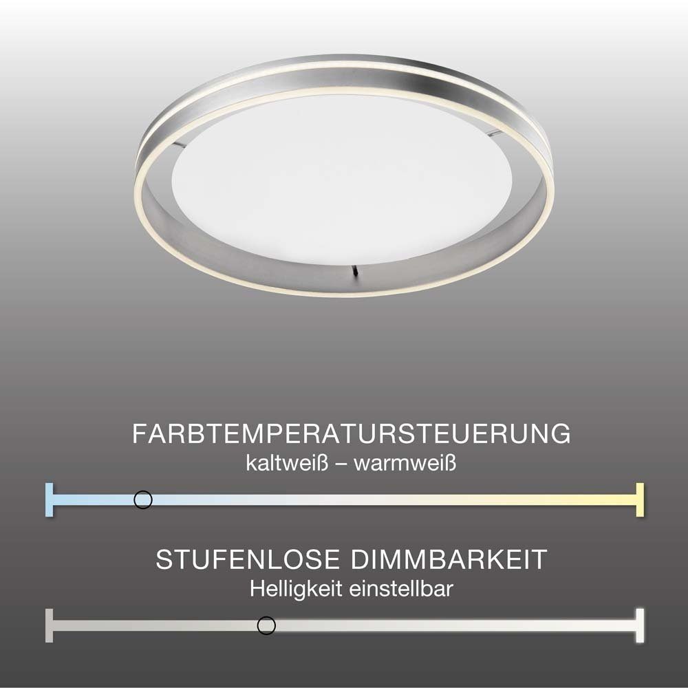 dimmbar Paul LED-Board/ Fernbedienung 1x Dimmfunktion, Q-Vito, Deckenleuchte CCT-Farbtemperaturwechsel, Smart Lichttemperaturwechsel, Tageslichtweiß, LED Home, Deckenleuchte CCT rund silber LED Neuhaus 59cm Memoryfunktion, Ø Warmweiß 39.00Watt, bis