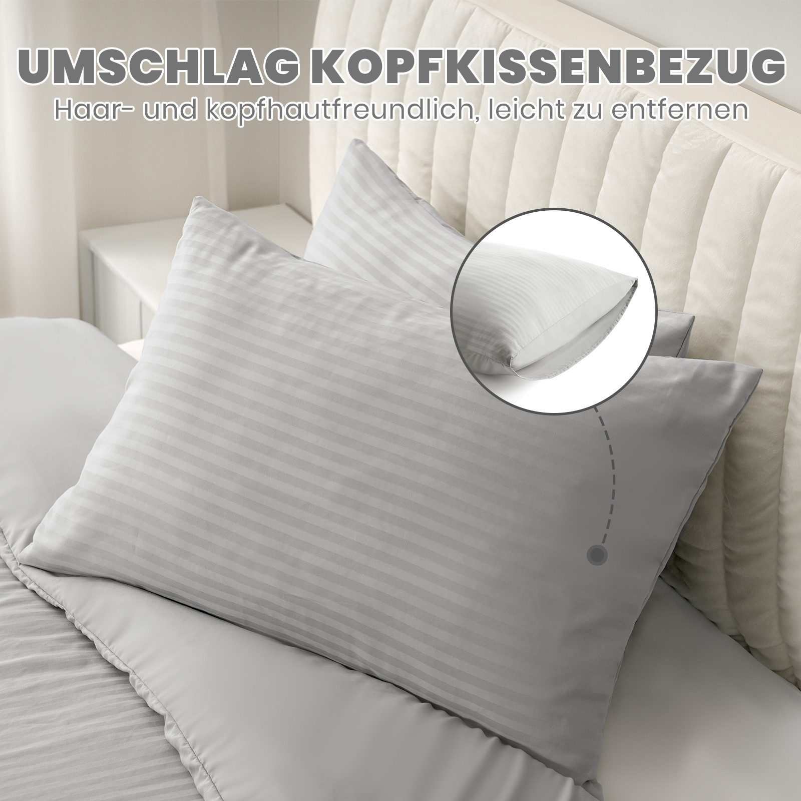 Good Nite Bettwäsche Gestrecktes Mikrofaser-Bettwäsche-Set mit Reißverschluss, Mikrofaser (Polyester), 3 teilig, Hochwertige Mikrofaser, gebürstet, Umschlagstil – Bild 4 von 5