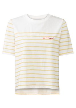 LASCANA T-Shirt mit Streifen, Kurzarmshirt aus Baumwolle, schlanke Optik, Basic