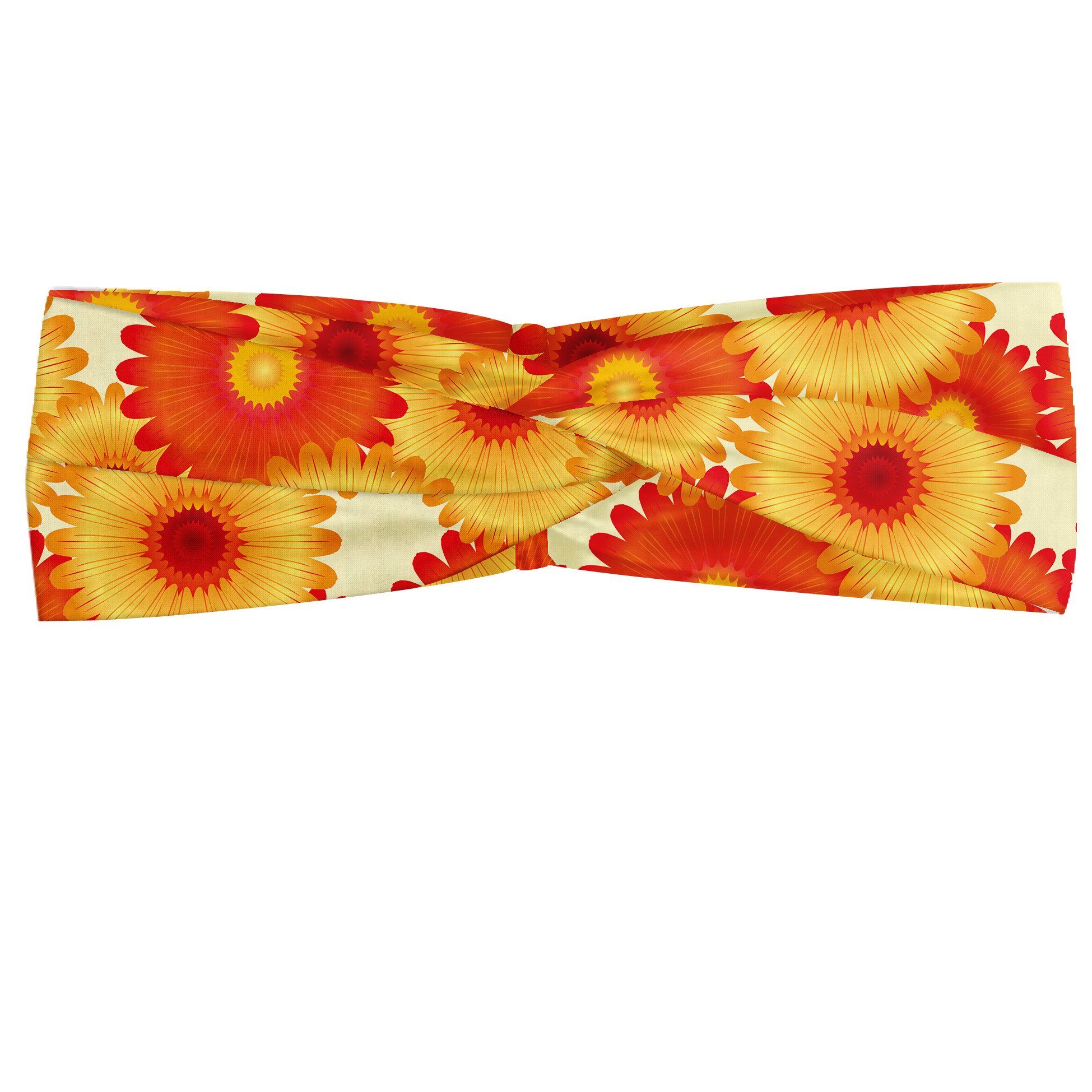 Abakuhaus Stirnband Elastisch und Angenehme alltags accessories Orange Gerbera Blütenblätter Grafik