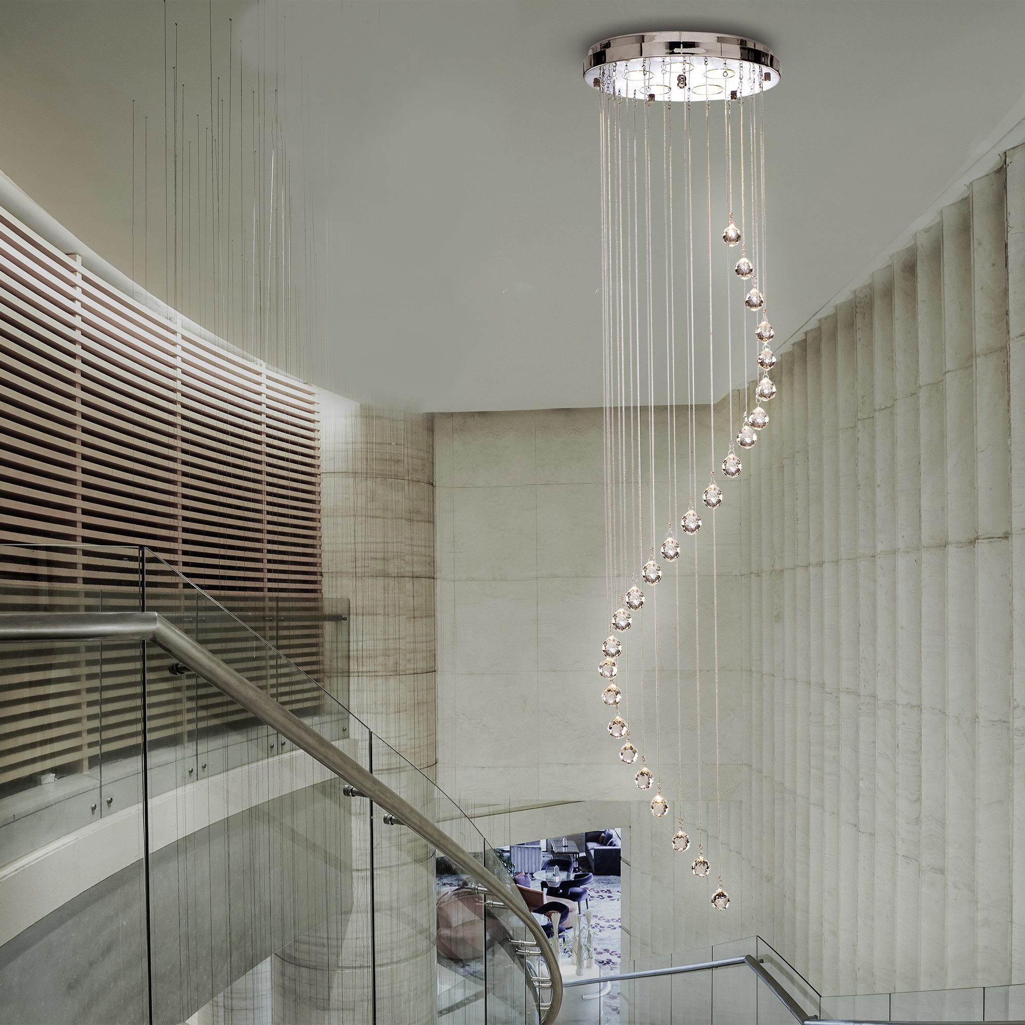 Searchlight Hängeleuchte Hallway 5Lt Multi-Drop Pendant- Chrome Metal & Cle günstig online kaufen