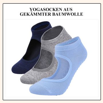 Daisred Sneakersocken Yoga Socken Rutschfeste für Damen, 3 Paare Pilates Sock