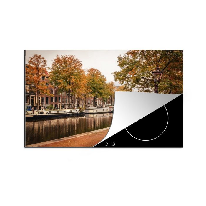 MuchoWow Herdblende-/Abdeckplatte Amsterdam - Fahrrad - Herbst Vinyl (1 tlg) induktionskochfeld Schutz für die küche Ceranfeldabdeckung