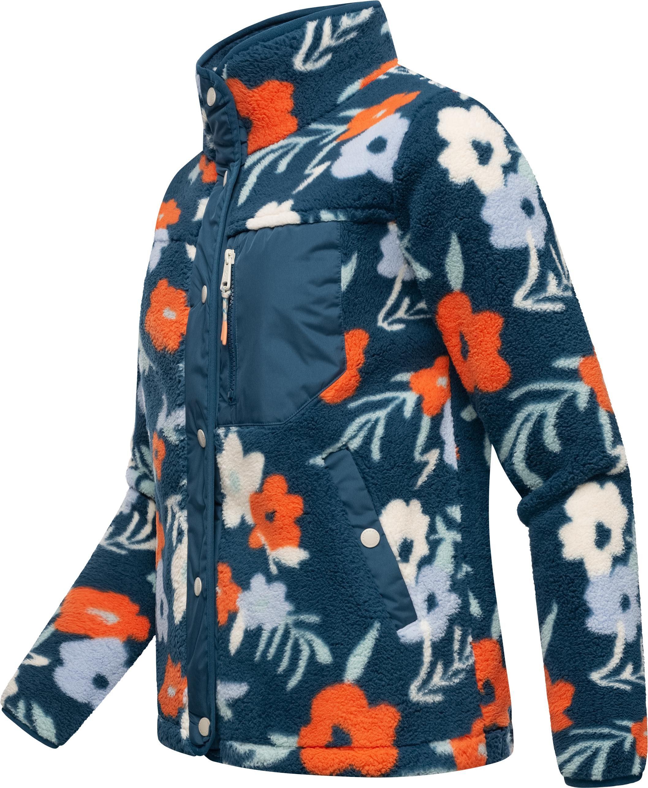 Ragwear Plüschjacke Appopis Print Auffällige flauschige Übergangsjacke aus Teddyfleece