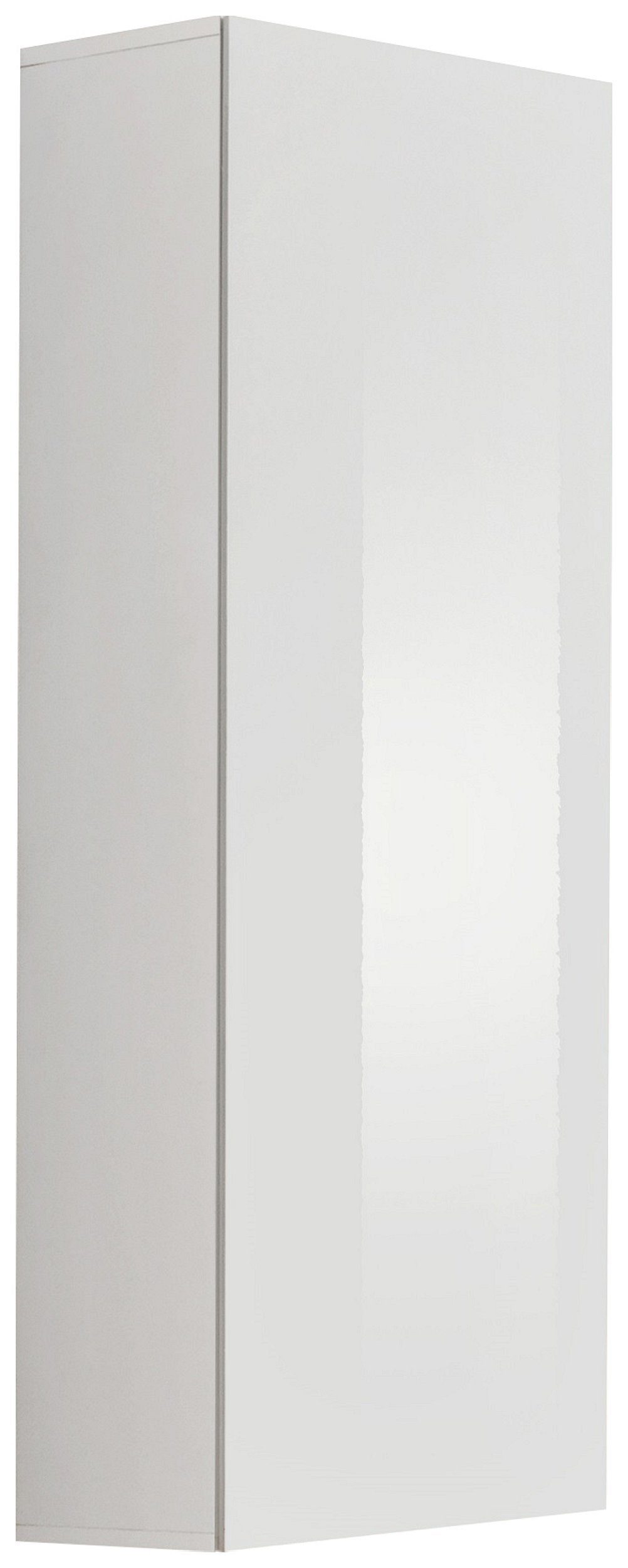 Stylefy Stauraumschrank FLI T40 rechts 126x40x29 cm (Wandregal, Wandschrank, Wohnmöbel) mit 2 Einlegeböden, mit Push-to-Open, Hochglanzfront, Design Modern, variabel hängbar Weiß Matt / Weiß Hochglanz