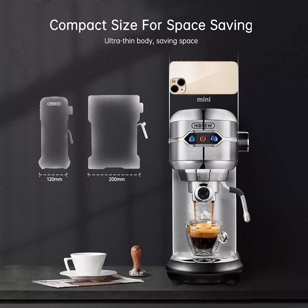 HiBREW Espressomaschine, 19 Bar halbautomatische Espressomaschine, ESE POD Powder Dual Use
