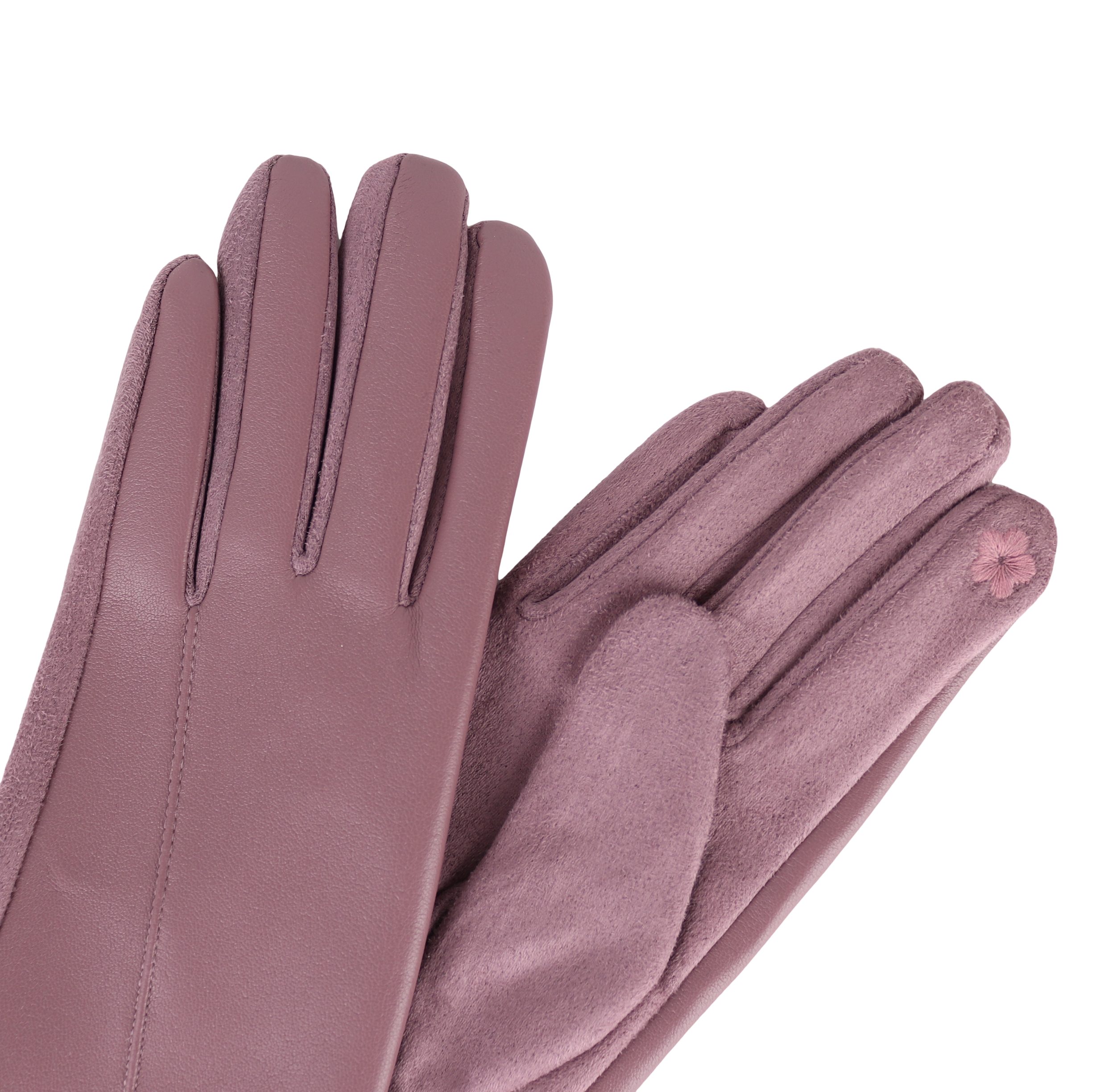 aus für MIRROSI Winter und Warm oder Handschuhe Touchscreen Herbst Veganleder ONESIZE sehr Damen warm Altrosa gefüttert ideal weich Lederhandschuhe