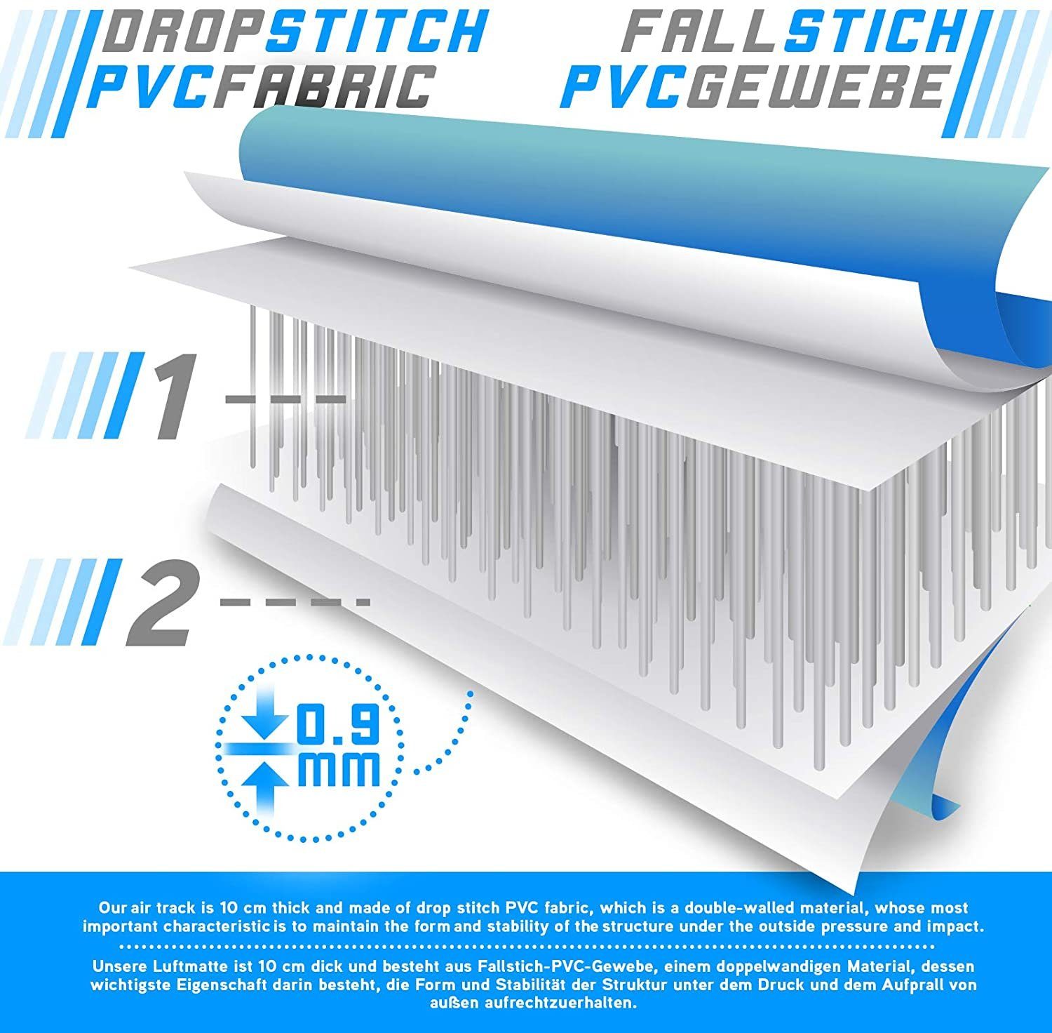 ELLUG Bodenturnmatte Airtrack/Turnmatte, aufblasbar, L.: 3/4/5m H.: 10/20cm