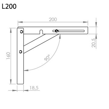 SO-TECH® Wandregalhalter Klappkonsole Länge 200 mm / Höhe 160 mm Tragkraft 120 kg (pro Paar), 1-tlg.