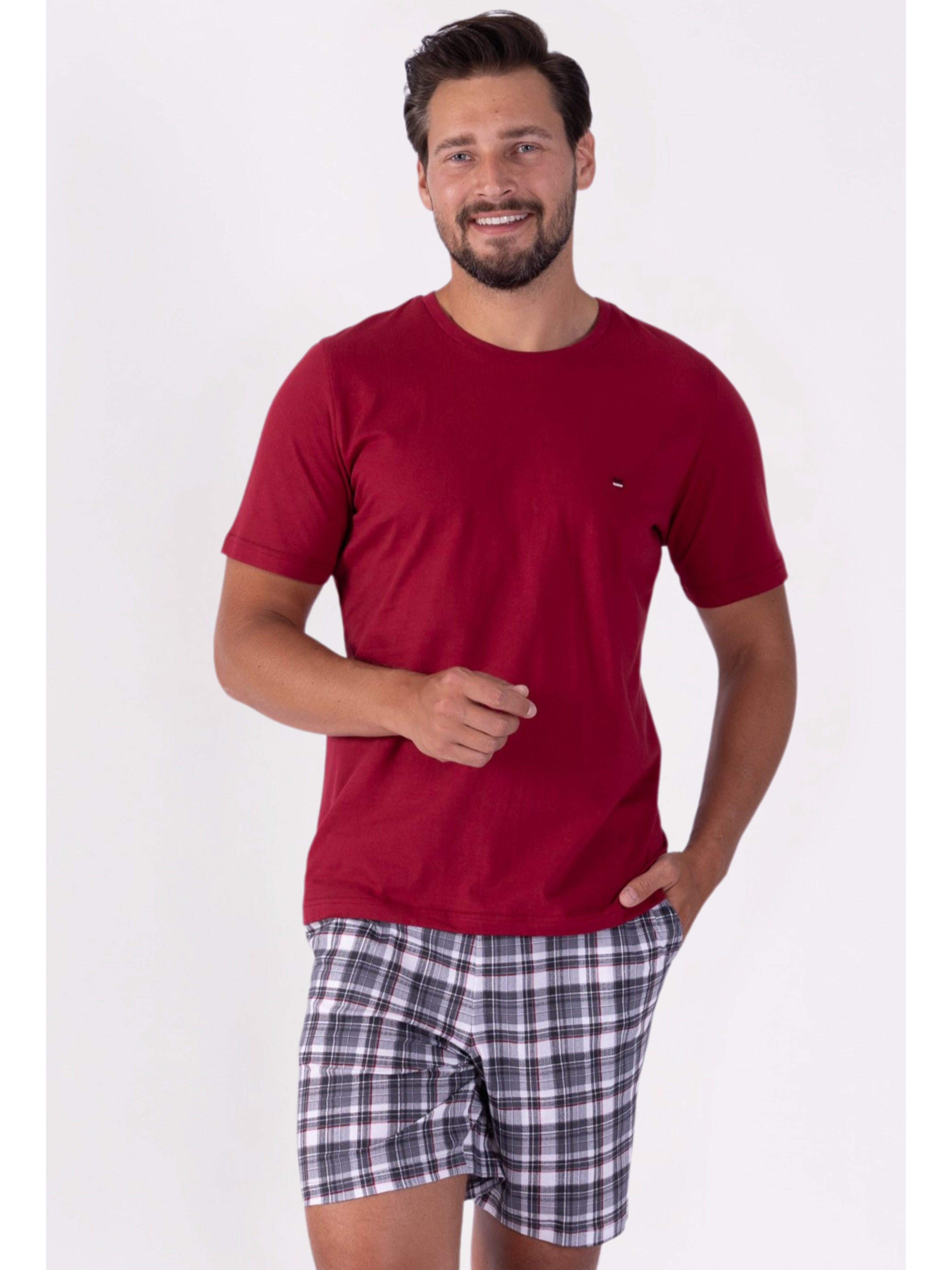 HOTBERG Pyjama Schlafanzug kurz mit karierter günstig online kaufen