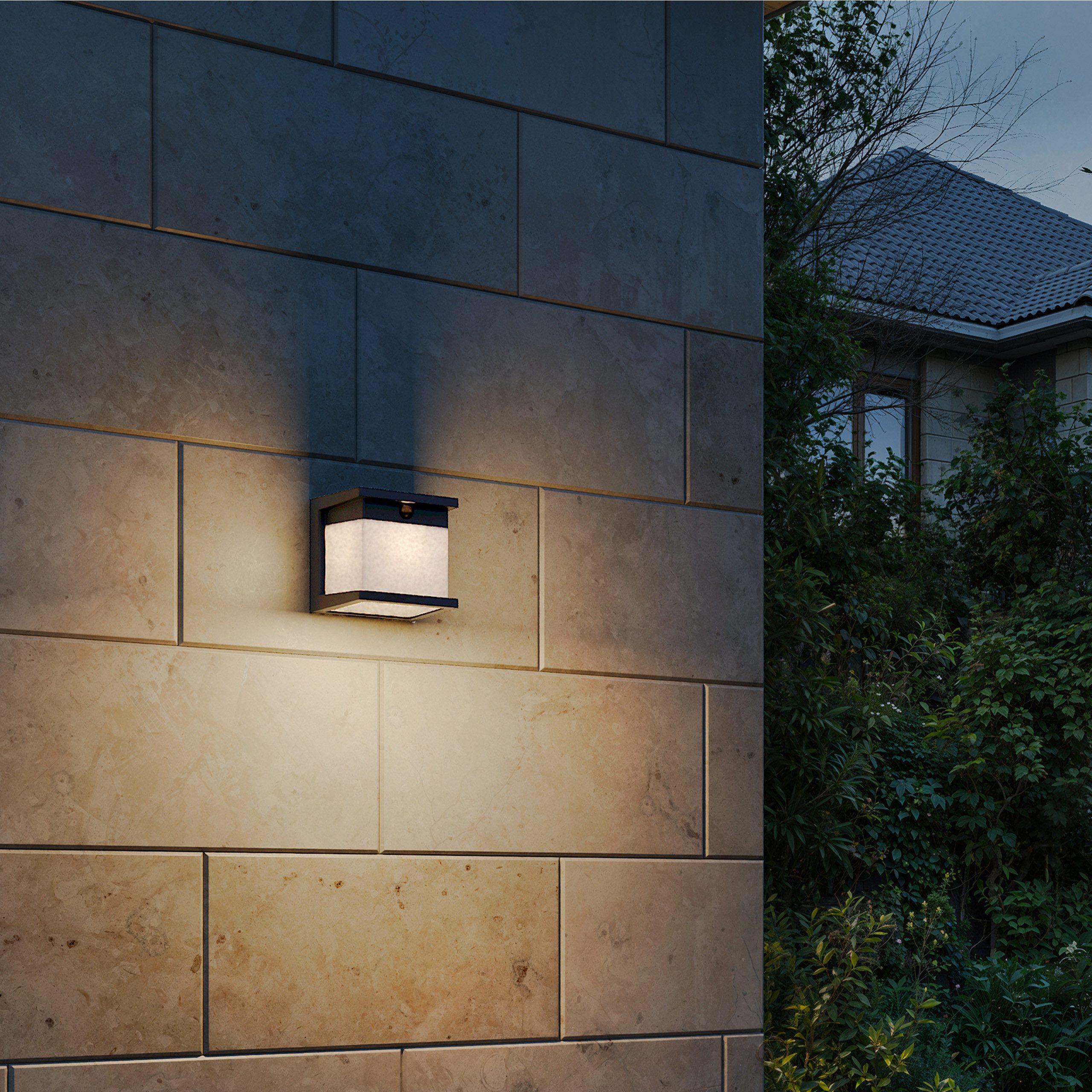 Philips LED Außen-Wandleuchte Outdoor Solar Diara, Abschaltautomatik, Bewegungsmelder, Tageslichtsensor, LED fest integriert, Warmweiß, Tageslicht- und Bewegungssensor,2700 Kelvin, 400 Lumen, schwarz