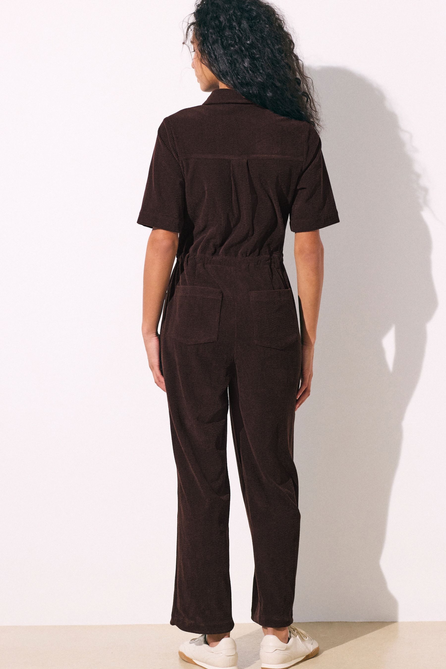 Next Jumpsuit Kurzärmeliger Utility-Jumpsuit aus Cord, Kurzgröße (1-tlg) – Bild 3 von 5