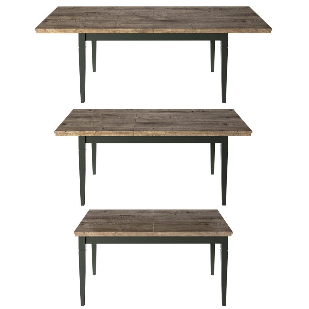 Lomadox Esstisch EPSOM-83, grün mit Lefkas Eiche Nb. 160/79/90 cm günstig online kaufen