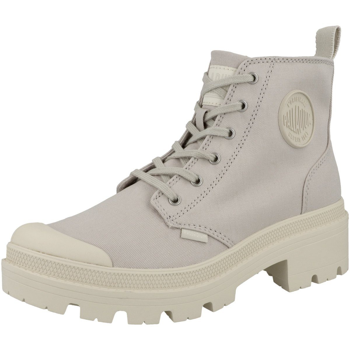 Verstärkte Fußspitze Damen Twill Pallabase Palladium Schnürboots hellgrau