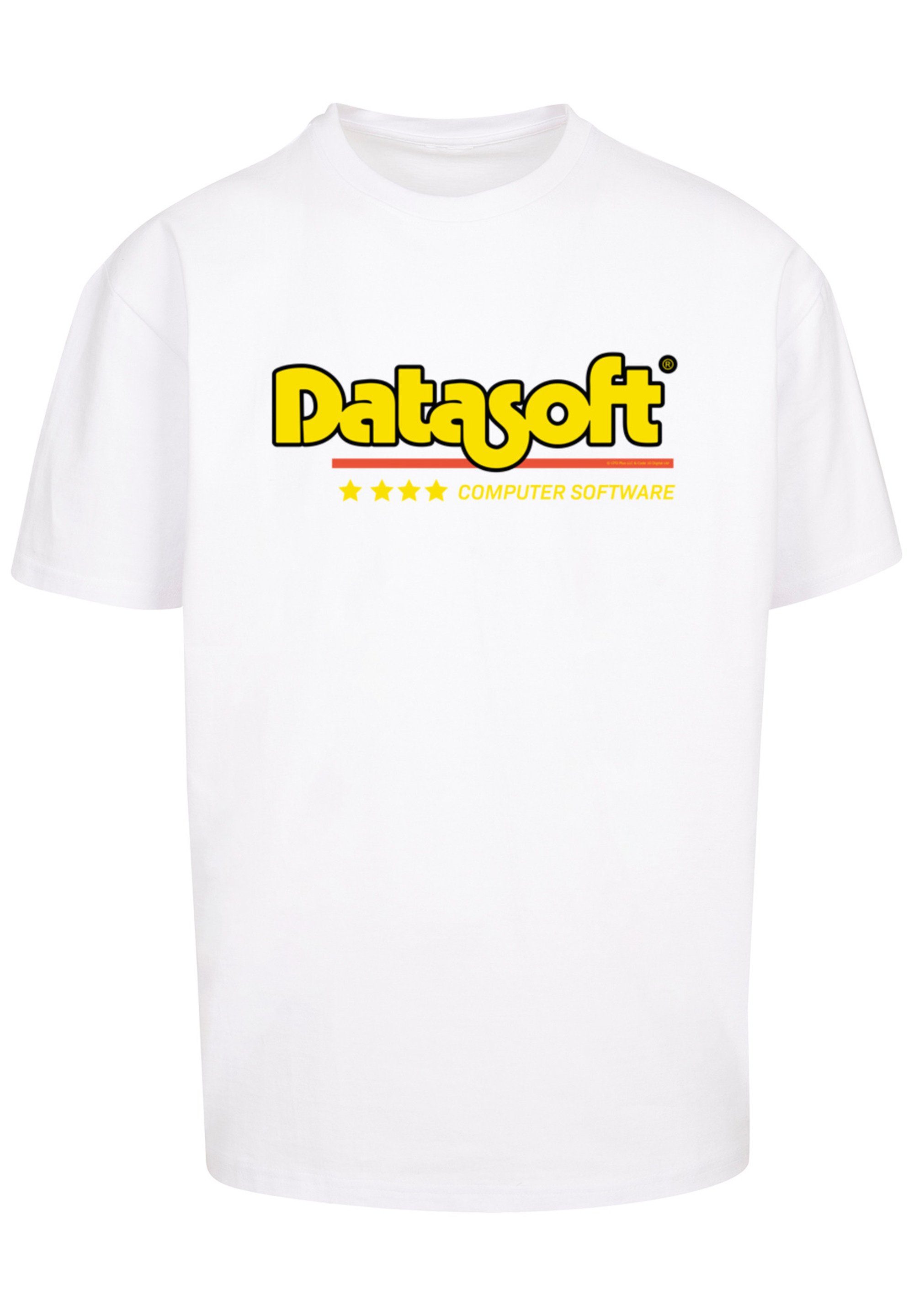 T-Shirt Logo Retro Print DATASOFT F4NT4STIC SEVENSQUARED weiß Gaming yellow