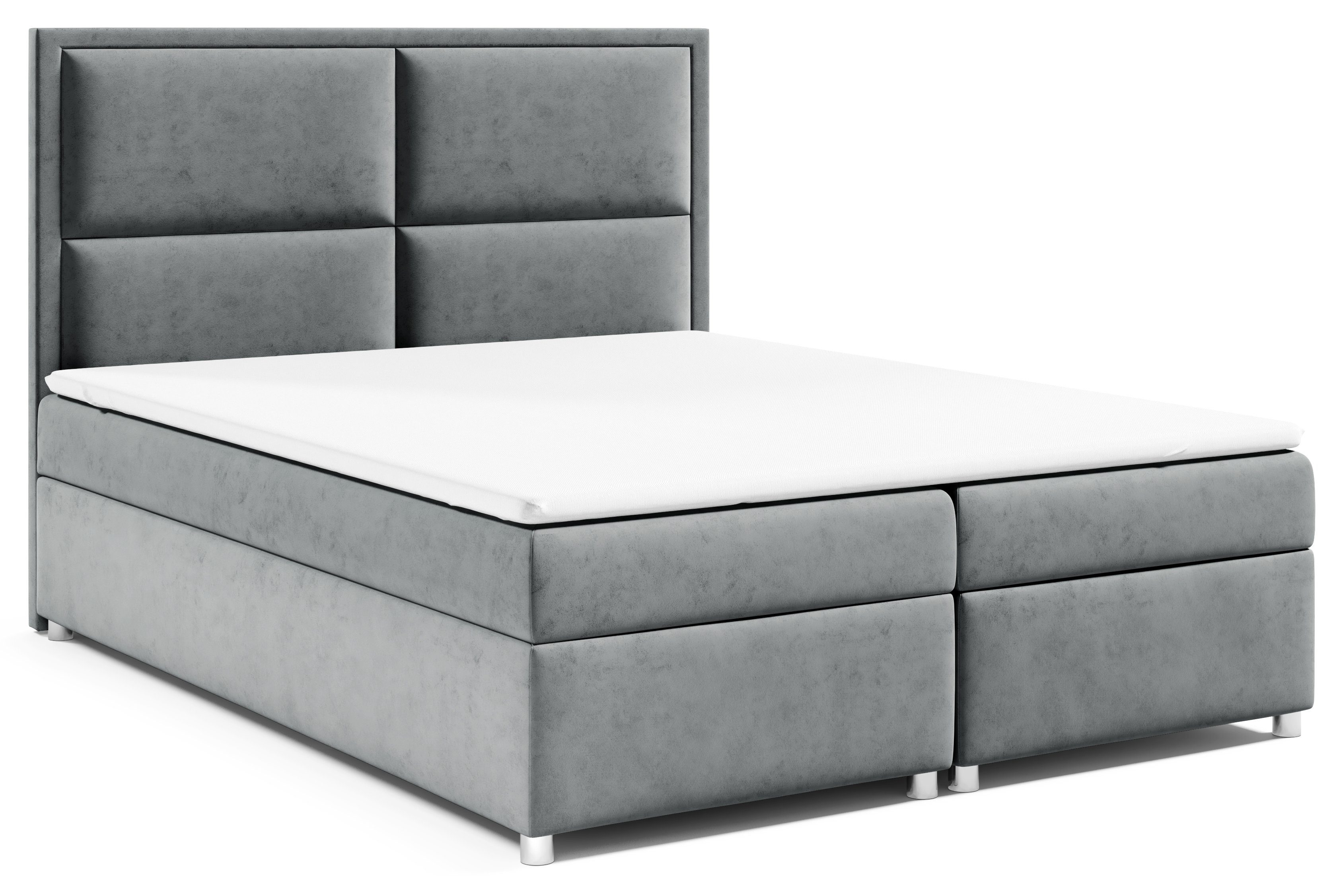 Best for Home Boxspringbett Trinity Bettkasten Grau mit K11, Topper und