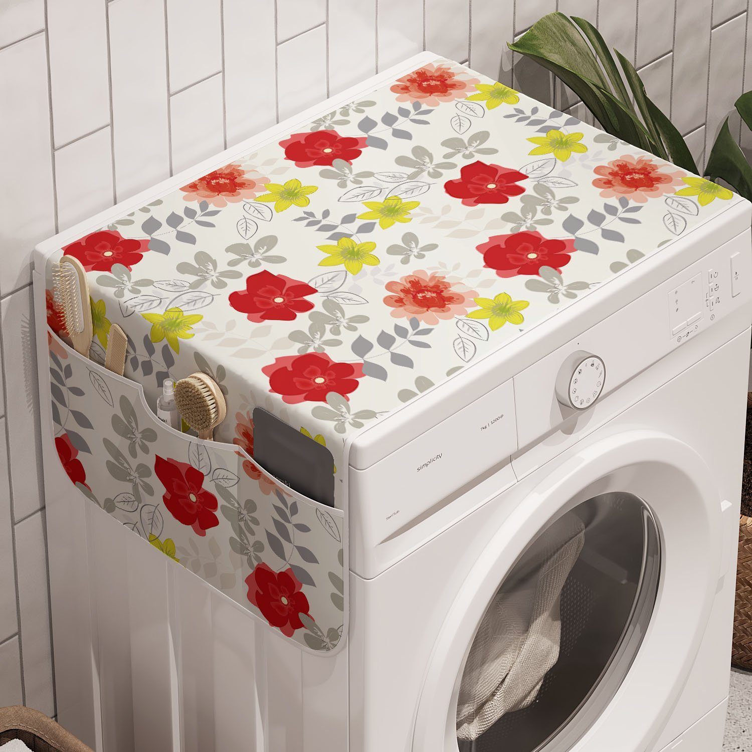 Abakuhaus Badorganizer Anti-Rutsch-Stoffabdeckung für Waschmaschine und Trockner, Frühling Schönheit der Sommer-Blüten