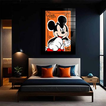 DOTCOMCANVAS® Acrylglasbild Proud Mickey - Acrylglas, Acrylglasbild Proud Mickey Mouse Comic Cartoon orange Wandbild