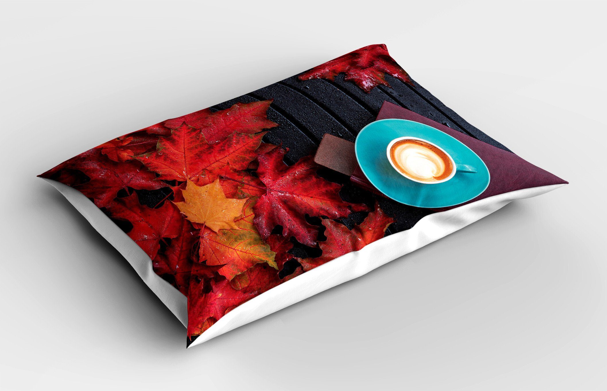 Natürliche Kaffee Dekorativer Size King Kissenbezug, Kissenbezüge Stück), Gedruckter (1 Abakuhaus Standard Farbe Herbstblätter