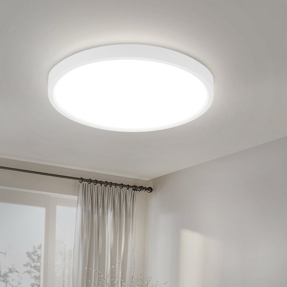 Nettlife LED Panel Schwarz Deckenlampe Flach Deckenbeleuchtung, IP44  Wasserdicht, LED fest integriert, Kaltweiß, für Schlafzimmer Badezimmer  Küche Flur, 15W, 22 * 22 * 2.5 CM