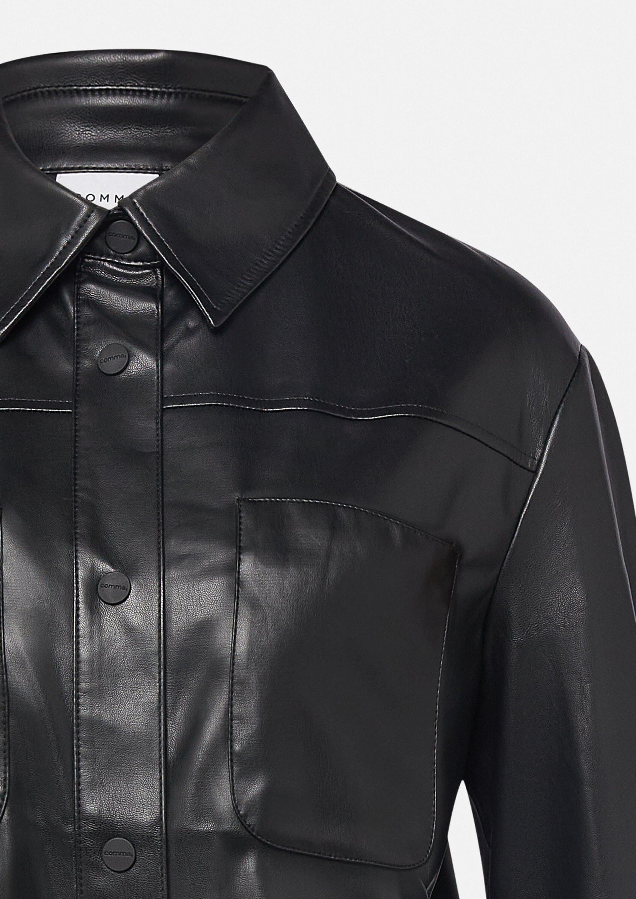 comma Funktionsjacke Indoor-Jacke Overshirt aus Kunstleder