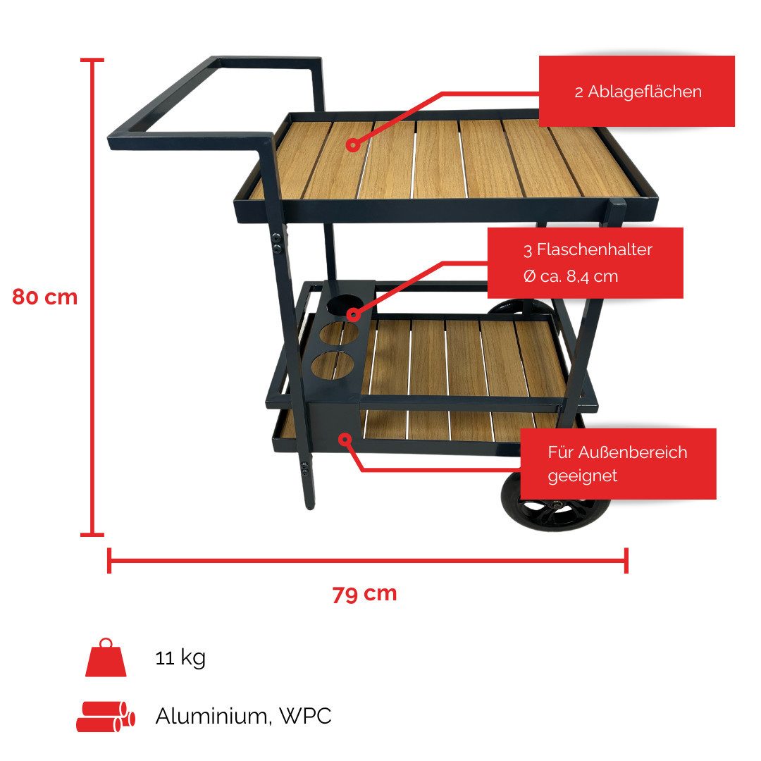 abc HOME Servierwagen Outdoor, zwei Ablageflächen, günstig online kaufen