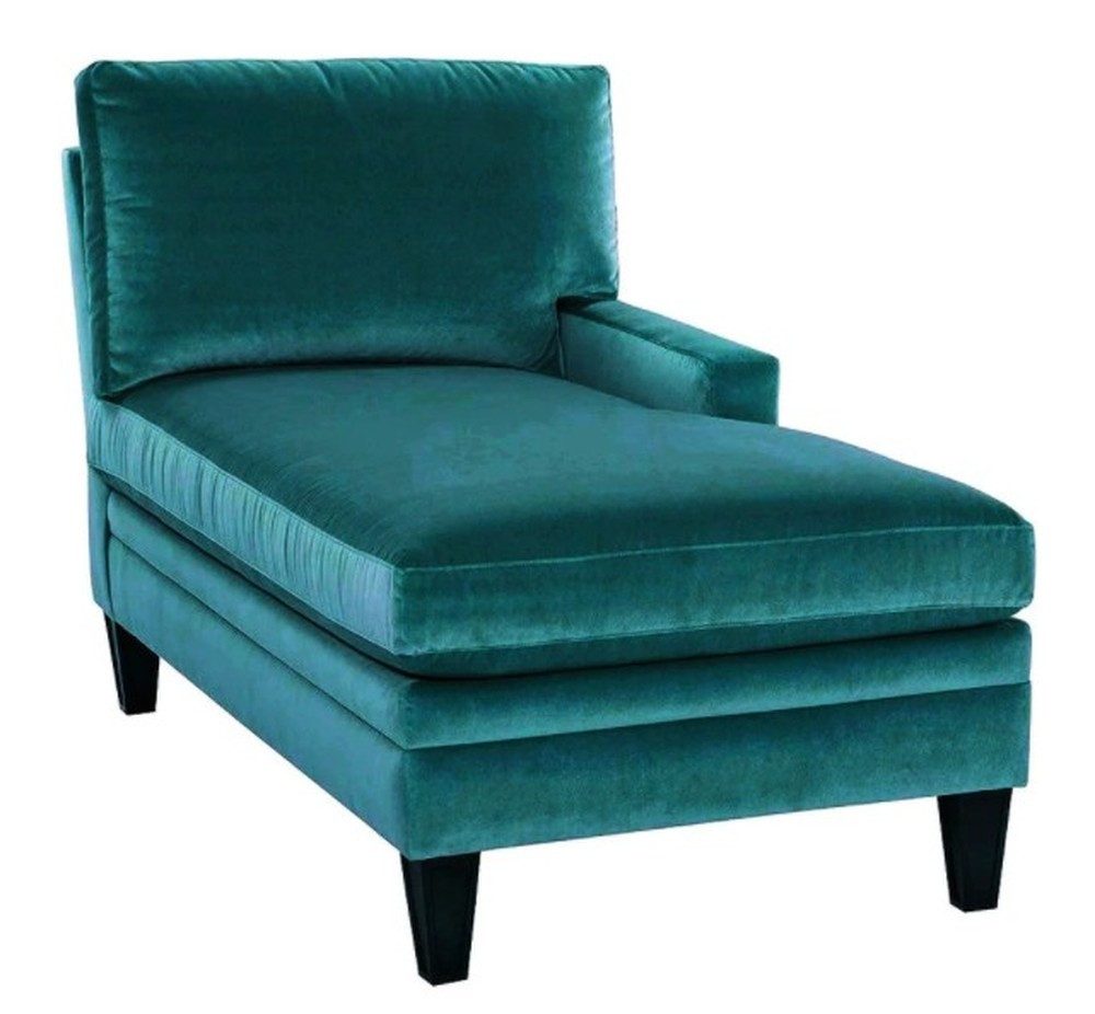 JVmoebel Chaiselongue Moderne Chaiselongue in Blau mit Velvet-Oberfläche und Holzfüßen, 1 Teile, Made in Europa