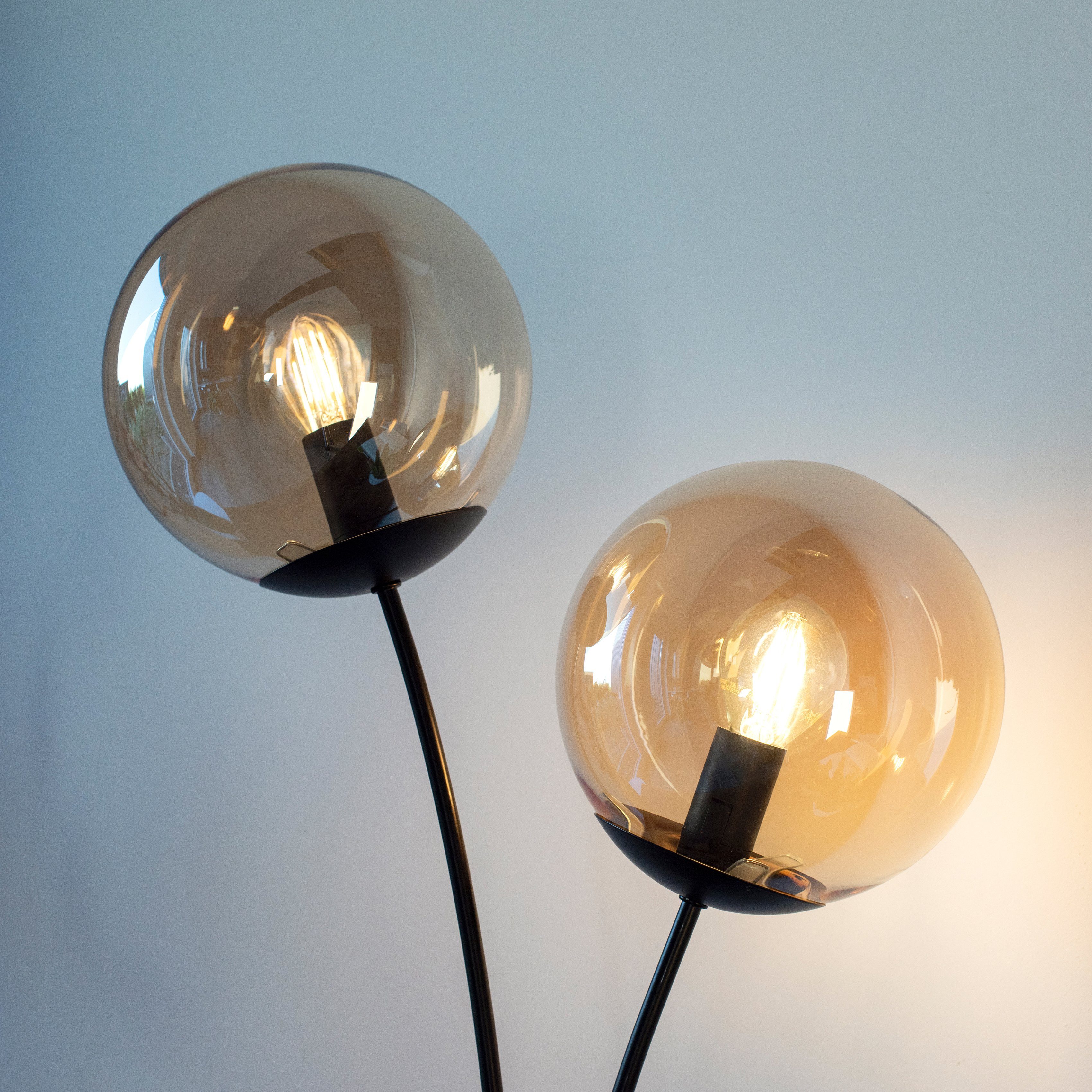 andas Stehlampe Leuchtmittel, Ein-/Ausschalter, schwarz ohne Oberfläche lackiert amberfarbigen mit Glaskörpern, Nymölla, großen