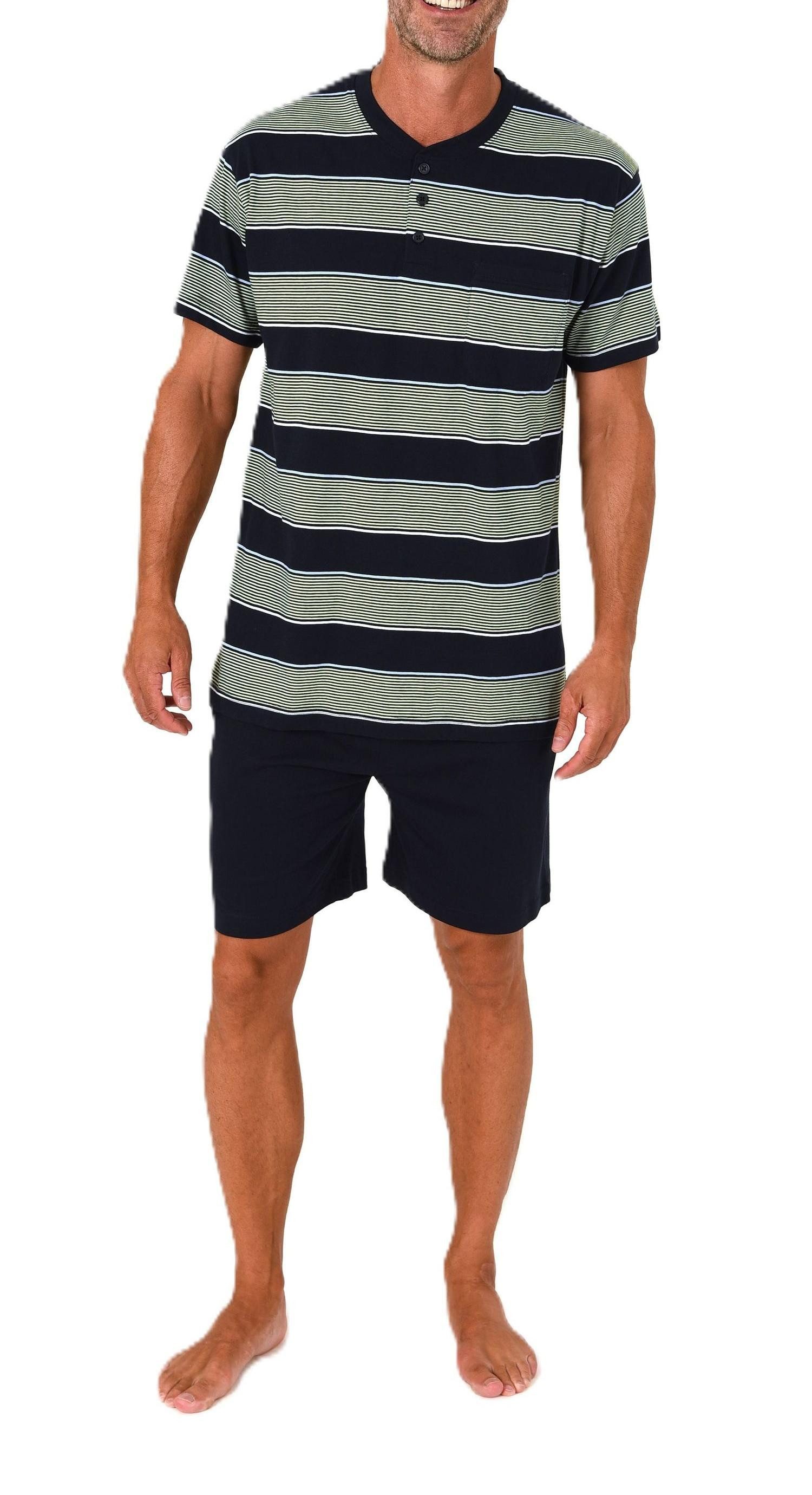 Normann Pyjama Normann Herren kurzarm Schlafanzug Shorty mit Knopfleiste am Hals