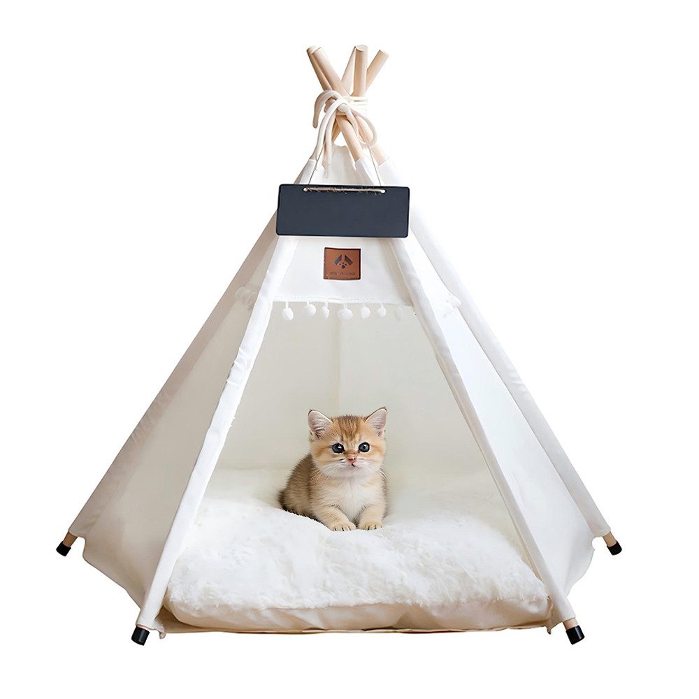 TUWENA Tierbett Tipi Zelt für Haustiere mit doppelseitigem, Pet Tipi Hunde-Katzenbett, Haustierhütte Abnehmbar und Waschbar Hundehaus fur Hunde und Katzen