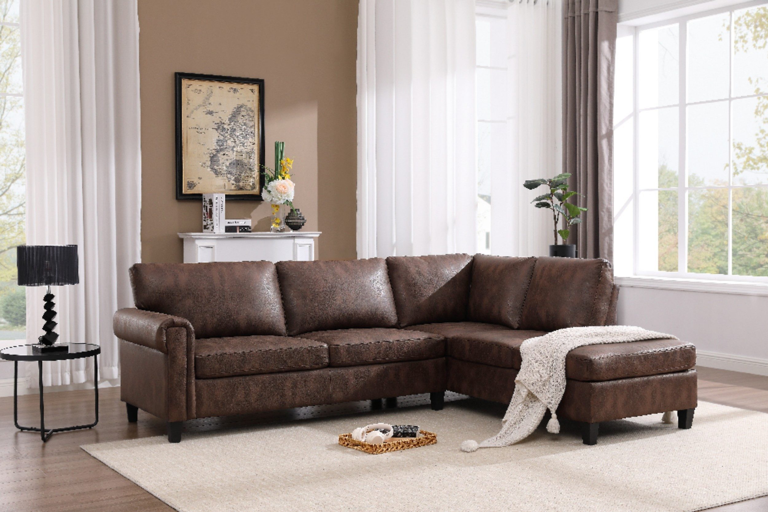 Happy Home Sofa Großzügiges Ecksofa für Wohnzimmer, Polstergarnitur mit Relaxfunktion