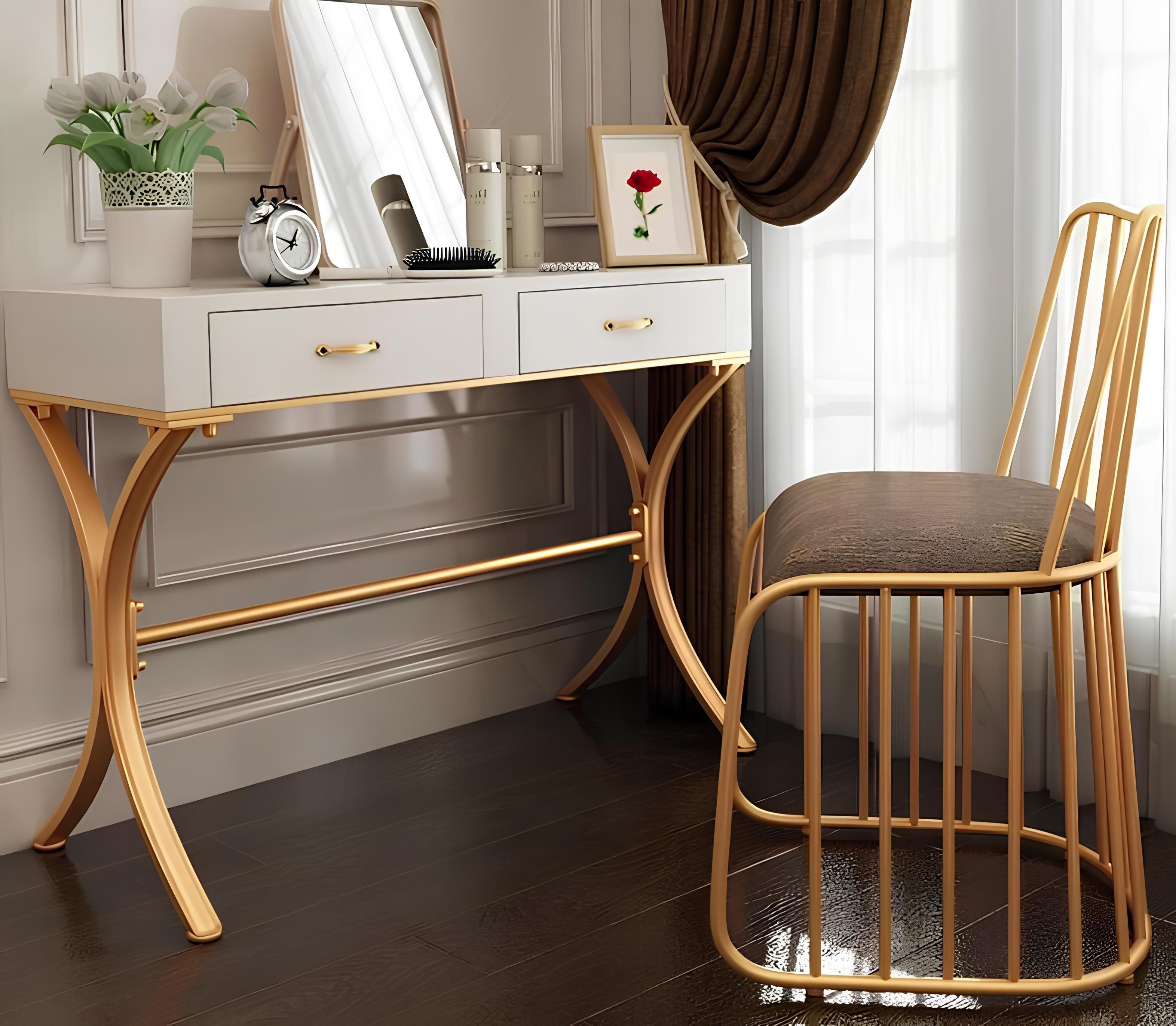 Xlmoebel Schminktisch Weißer Holz-Schminktisch mit Kommode und elegantem Design (2-St., Schminktisch), Hergestellt in Europa