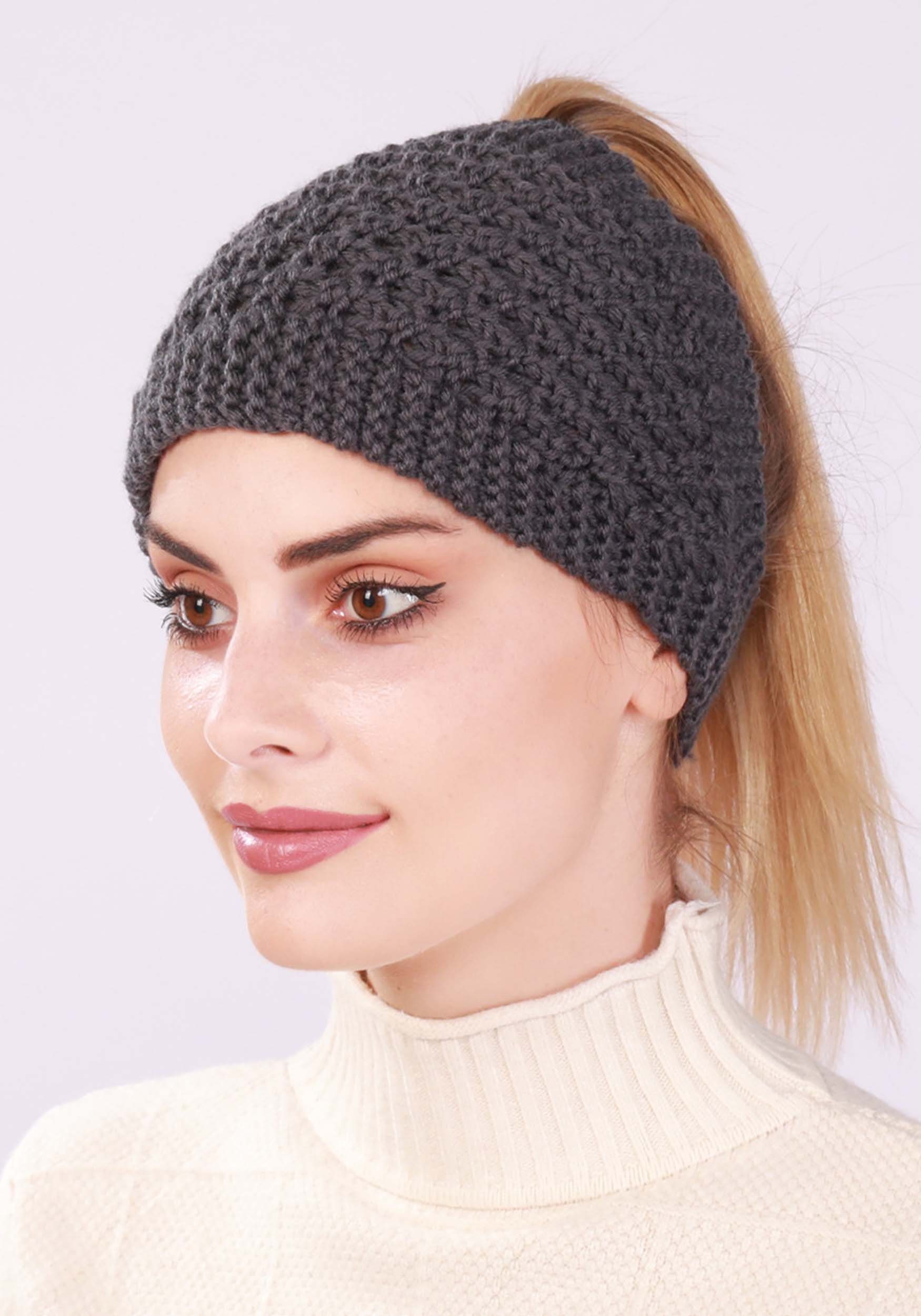 MAGICSHE Haarband Neues Design 3-Stück Damen Gestricktes Elastische Headwrap Kopfband, Frauen Einfarbig Gehäkeltes Haarband