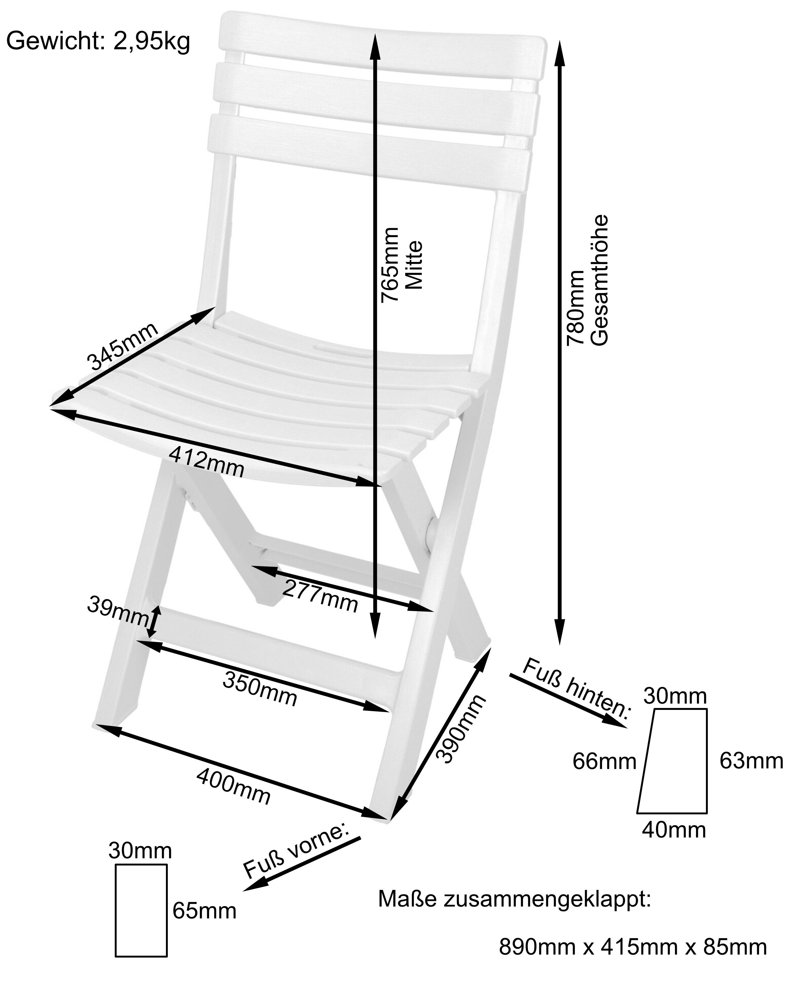 Progarden Klappstuhl Balkonstuhl Gartenstuhl Campingstuhl Stuhl 78x44x42cm günstig online kaufen