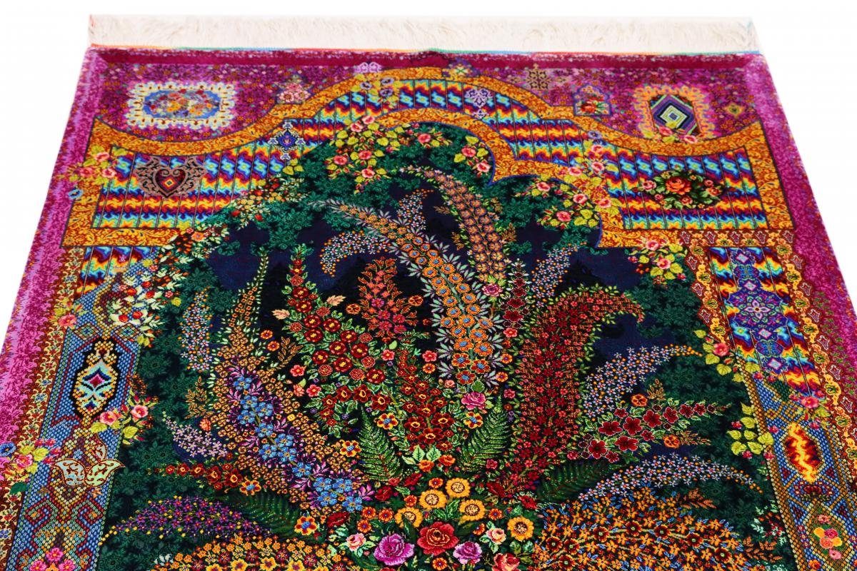 Ghom Handgeknüpfter Seidenteppich Hosseini Orientteppich, Nain 3 mm Trading, Höhe: rechteckig, 99x159 Seide
