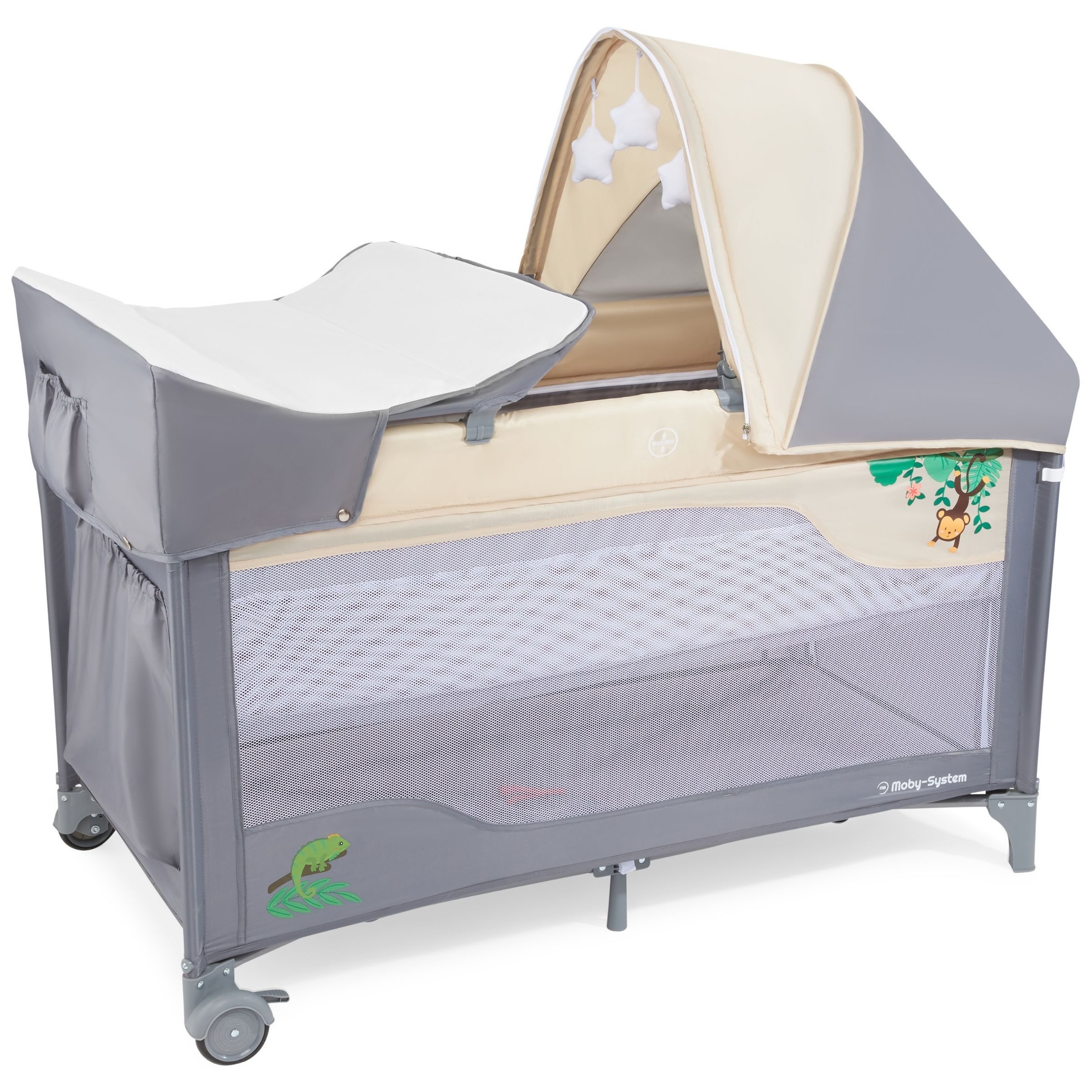 Moby-System Baby-Reisebett Babyreisebett HUXLEY - mit Wickelfläche und Transporttasche – Bild 4 von 5