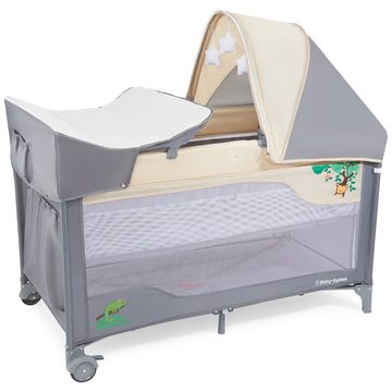 Moby-System Baby-Reisebett Kinderreisebett HUXLEY, 0 – 36 M. mit Wickelbrett + Laufgitter
