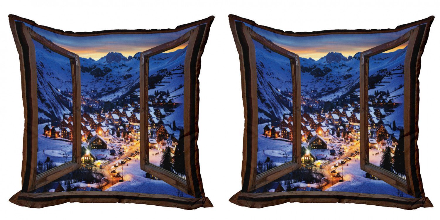 Kissenbezüge Modern Accent Doppelseitiger Digitaldruck, Abakuhaus (2 Stück), Landschaft Wintersaison Ort | Kissenbezüge